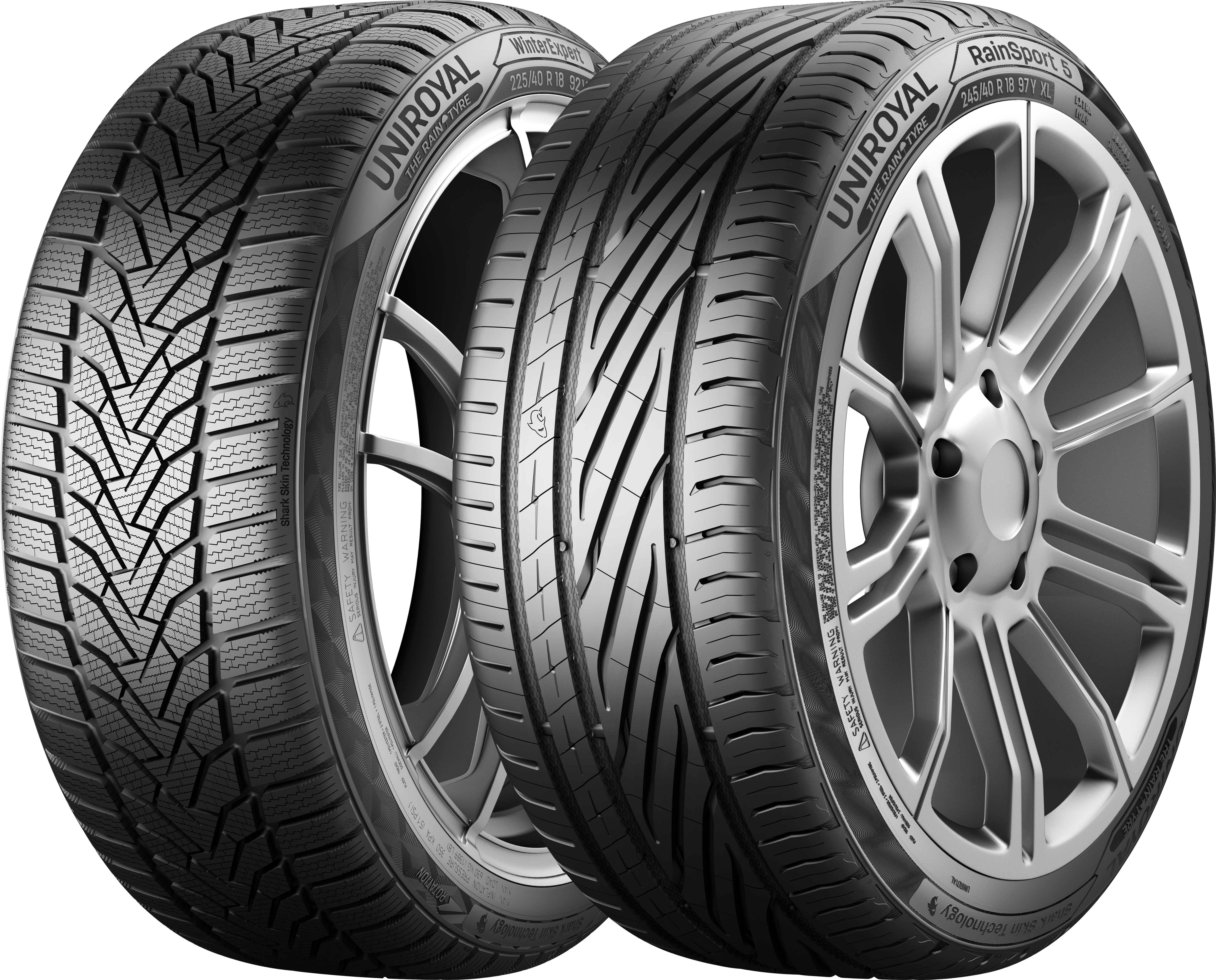 The Uniroyal WinterExpert winter tyre and RainSport 5 summer tyre